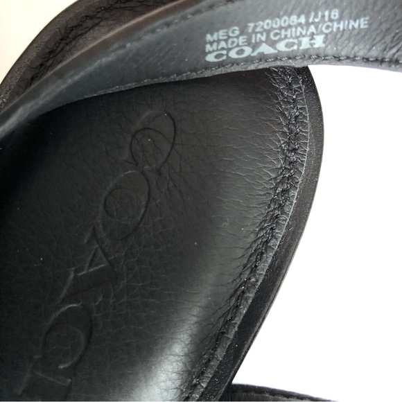 Coach Meg Black Leather Ankle Strap Heeled Sandals Women’s Size 10B - Picture 7 of 9